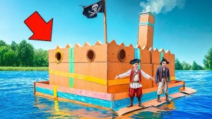 Влад а4 . ГИГАНТСКАЯ КАРТОННАЯ ЛОДКА Челлендж ! . Видео Влада