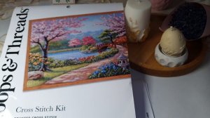 Обзор наборов для вышивания- Японский парк с сакурой, пасхальное яичко