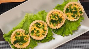 Тарталетки с печенью трески и сыром