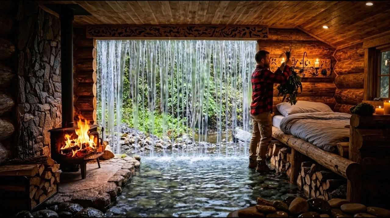 Единственный путь в мою хижину лежит через водопад.