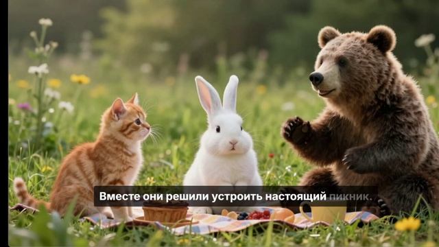 Котик который решил поделится с сосиской и нашел друзей и тут у них всё получилось