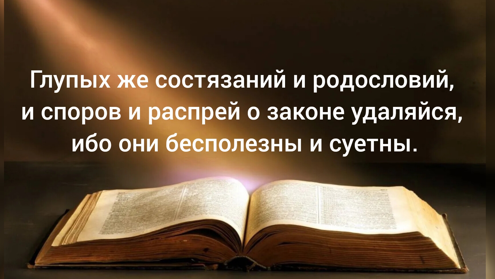 Тит.3:9 Глупых же состязаний, споров и распрей о законе удаляйся, ибо они бесполезны и суетны.