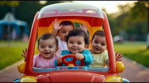 Мультики для детей. Детишки катаются на машинке, мультики.