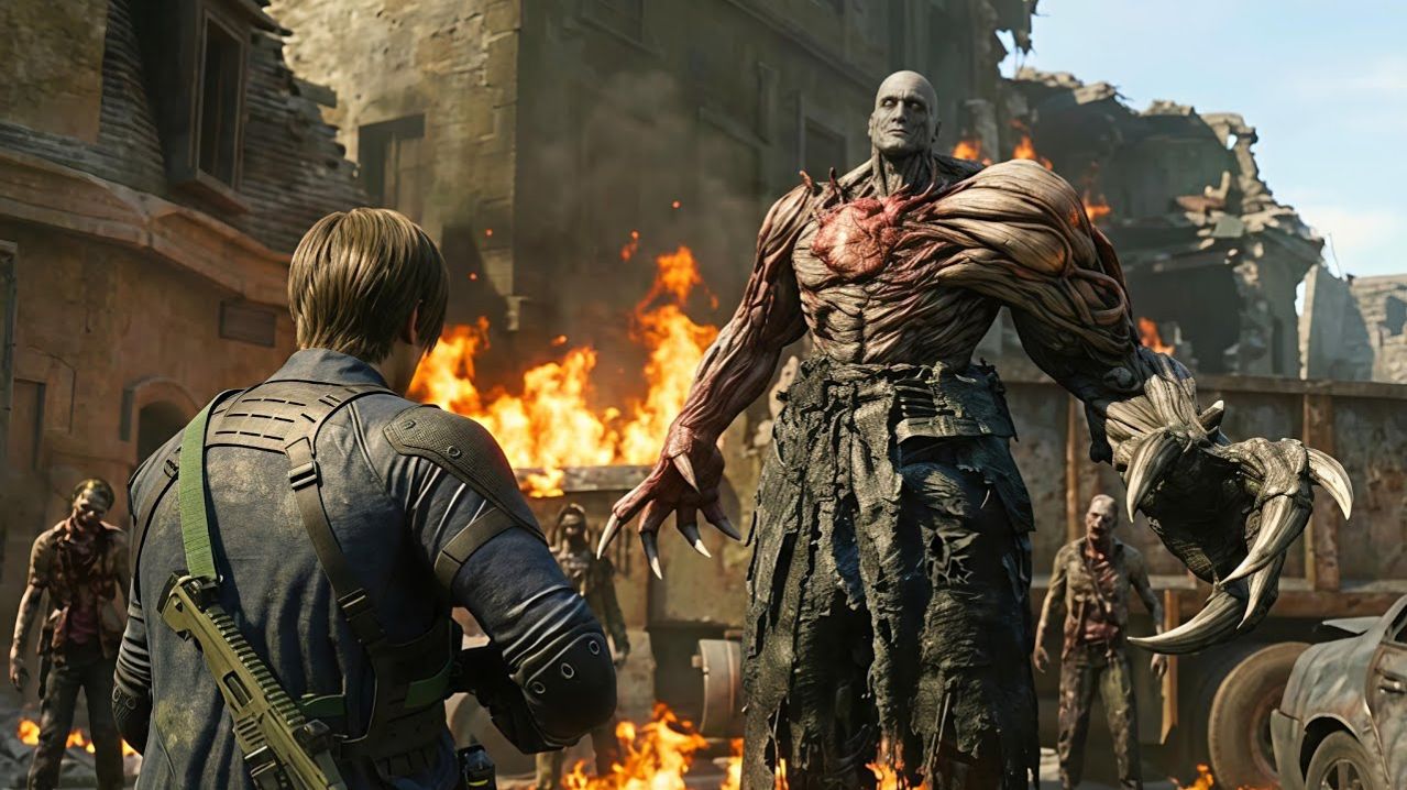 Леон против супертирана  в игре Resident Evil Requiem