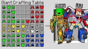 Джей Джей и Майки создали бронекостюм Оптимуса Прайма и Бамблби. Майнкрафт Мультик