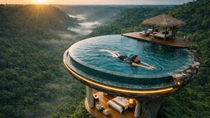 Строительство роскошного дома на дереве с панорамным бассейном над джунглями.