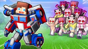 Джей Джей Оптимус Прайм убегает от влюбленных в него девушек. Майнкрафт Мультик