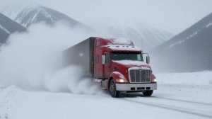 На дороге снег и гололед а мы едем на Петербилт 387 в крайний рейс в 2025г.