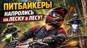 Питбайкеры напоролись на леску в лесу