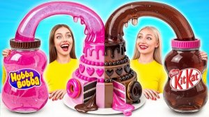 🍿 Челлендж. Розовая Еда против Шоколадная Еда | Сумасшедший Челлендж от Multi DO Girls