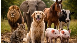 Учим звуки животных для детей | Корова, Курица, свинья | Веселое обучающее видео