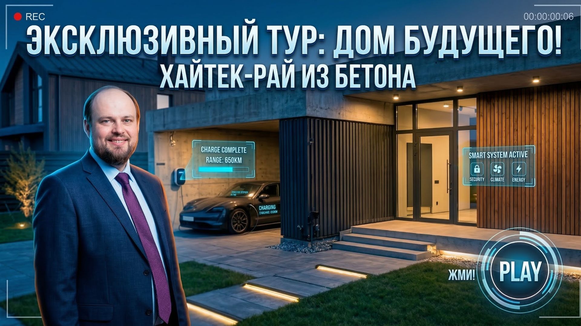 Дом с мужским характером: архитектурный бетон, умное стекло и скрытые технологии