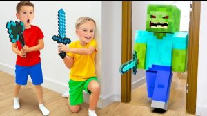 Крис и Майкл играют в Майнкрафт в реальной жизни