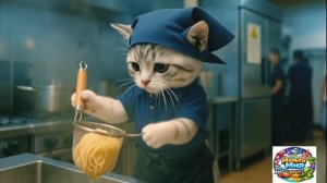 【Офисный котик Муги】Репортаж из жизни Муги, который начал подрабатывать в раменной 🐱🍜