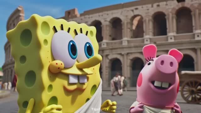 SpongeBob X Peppa Pig Ultimate Crossover (Sora 2)