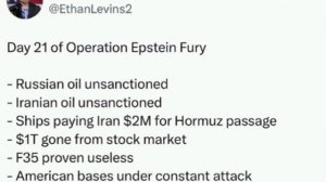 Итоги 🤷♂️ 21-й день операции "Ярость Эпштейна".