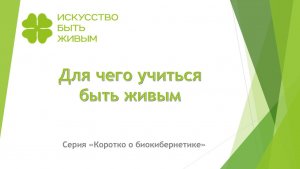 Зачем учиться быть живым? Серия Коротко о биокибернетике