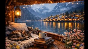 Вы просто сидите в лодке под дождём… 🌧️ Уют, кот и мерцающие огни | 1 час релакса