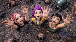 Руми Мира и Зои попали на странный остров. Охотники на демонов.