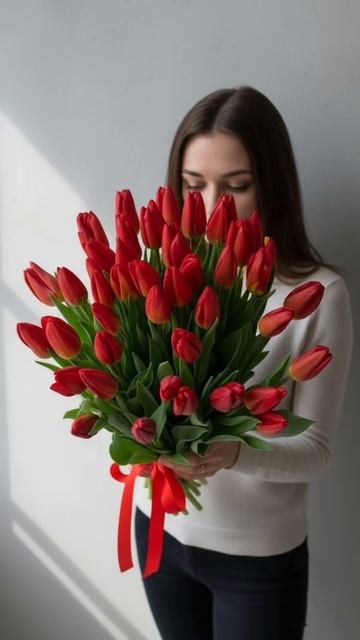Букет красных тюльпанов Rostov-buket.ru/shop/po-cvetam/tjulpany