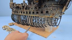 7 Million Watched My Silent Mary Ship Model 🔥 I Burned It into a Battle-Damaged Version【tianlia