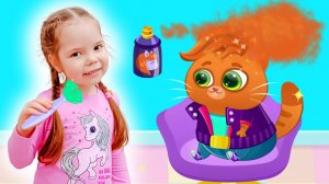 Мультик для детей про котика Bubbu | Настя и Бубу котенок собираются на вечеринку