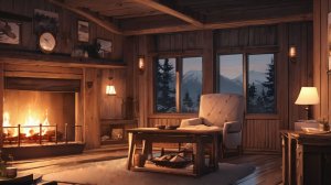 Камин мягко горит в уютном доме — спокойная анимация природы для сна