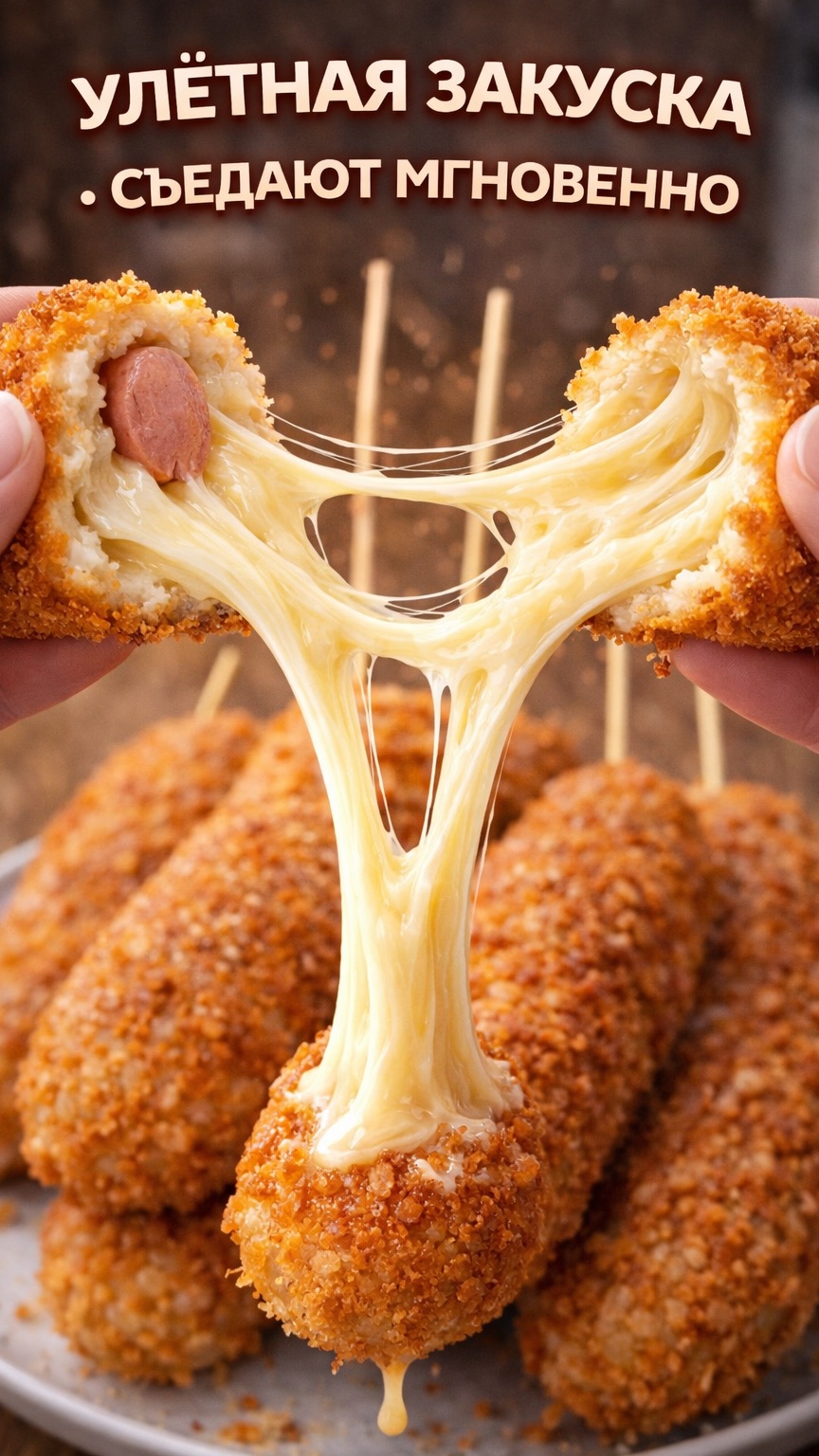 УЛЁТНАЯ закуска с тянущимся сыром 🌭🧀 Корн-доги за 20 минут!