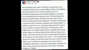 ‼️🇺🇸🇮🇷 Трамп назвал цели и задачи операции "Эпическая ярость"

▪️Полное подавление ракетного пот