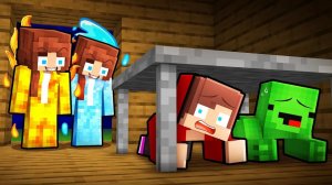 Девушка из Лавы и Девушка из Льда обыскивают деревню Джей Джей и Майки. Майнкрафт Мультик