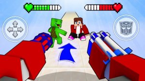 Джей Джей и Майки убегают от трансформера Оптимуса Прайма. Майнкрафт Мультик