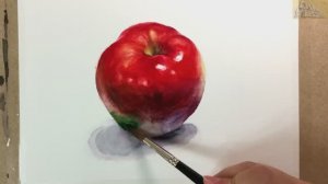 Акварельный рисунок яблока, акварельный натюрморт.