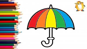 Мультик - раскраска для детей РАДУЖНЫЙ ЗОНТ. Учимся как просто нарисовать ЗОНТИК // ОБУЧАШКА ТВ