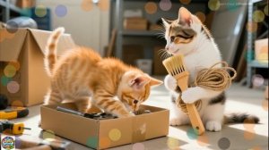 Кошачья семья пришла на помощь замерзающему цыпленку в метель 🐣❄️