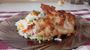 На ужин Куриные КРЫЛЫШКИ и ГОЛЕНИ, а на гарнир рис с овощами.