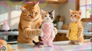 Мама-кошка ведет котят на праздник огней — это Рождество они запомнят навсегда