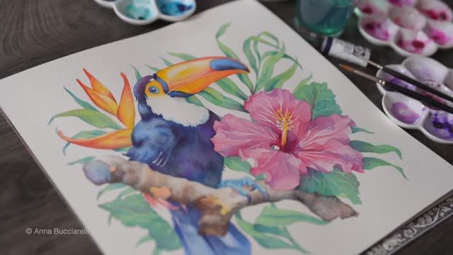 Как раскрасить черные предметы акварелью.  Мастер-класс ТУКАН