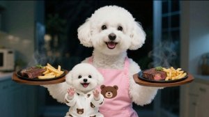 Милый щенок не может уснуть — мама-собака помогает ему с ужином 🐶🥩