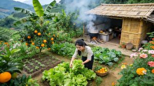 Жизнь на ферме: девочка занимается садоводством, собирает урожай и готовит традиционные блюда.