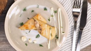 Блины, фаршированные курицей и грибами