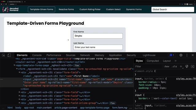 Decoded Frontend - 010 - Introduction to Control Statuses in Angular Forms