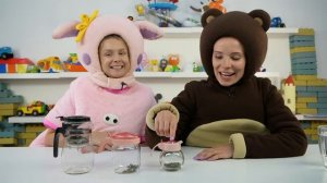 Кукутик Свинка Няша vs Медведь челлендж с едой - Большая Маленькая или Средняя(1080P_HD)