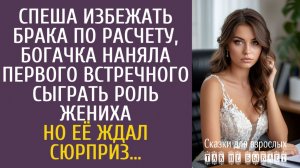 Истории из жизни Спеша избежать брака по расчету, богачка наняла первого встречного сыграть жениха…