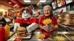 ROBLOX и Бабушка РАБОТА в МАКДОНАЛЬДСЕ! Смешное приключение! РЕАКЦИЯ