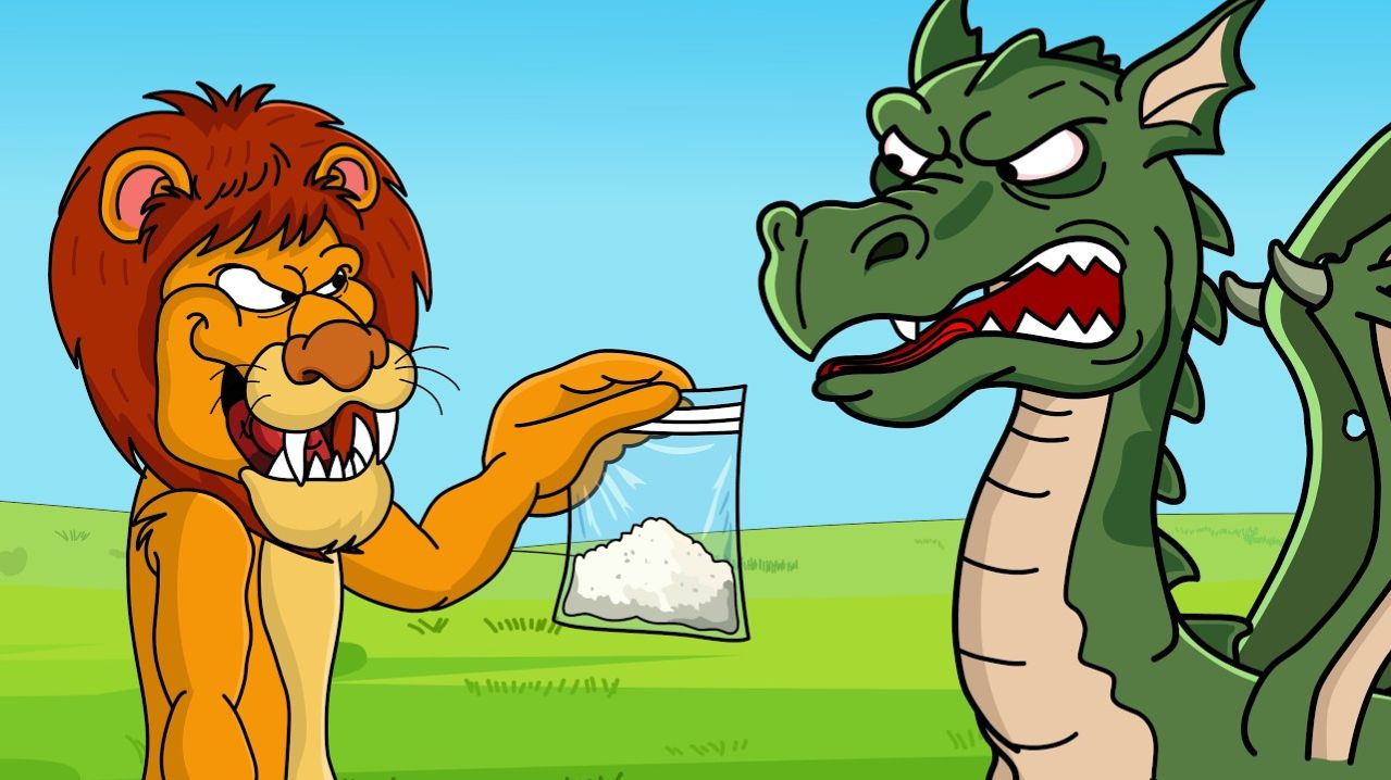 Анекдоты. Лев и Горыныч не поделили порошок
