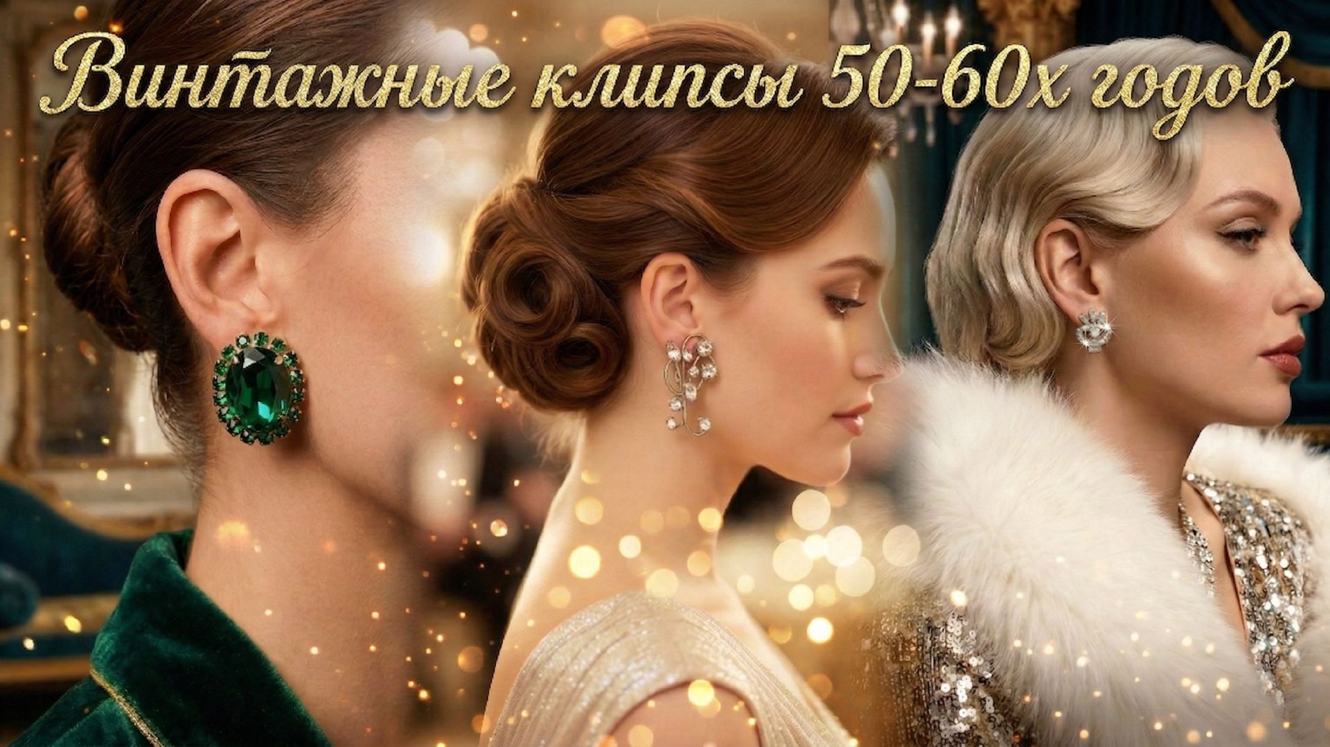 235. ТАК больше не делают... Блеск винтажа 50-60х годов - роскошные клипсы со стразами и кристаллами