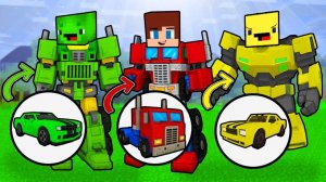 Джей Джей, Майки и Бананакид стали трансформерами на крутых тачках. Майнкрафт Мультик