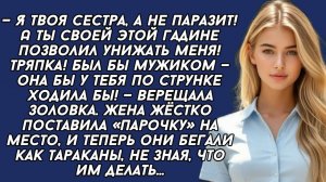 Я твоя сестра, а не паразит! А ты своей этой гадине позволил унижать меня! Тряпка— верещала золовка