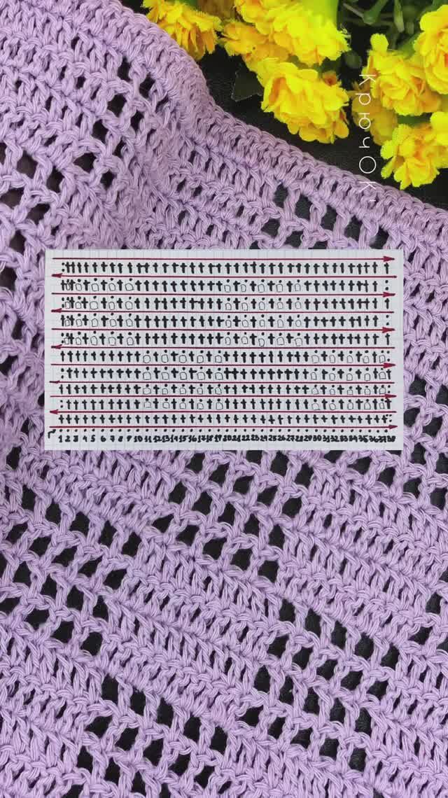 Узор крючком 106 #клип #вязаниекрючком #узорыкрючком