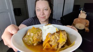 Мукбанг Перцы фаршированные со сметанкой.